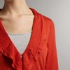 T Tahari Ruffle Front Knit Cardigan in Red - Lyst