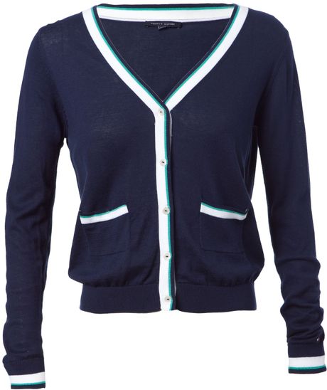 Tommy Hilfiger Waverly Tipping Cardigan in Blue (navy) - Lyst