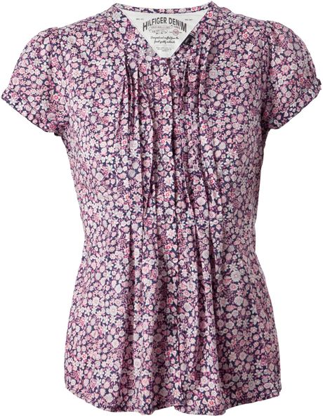 Tommy Hilfiger Fiona Short Sleeved Floral Shirt in Multicolor (pink) - Lyst