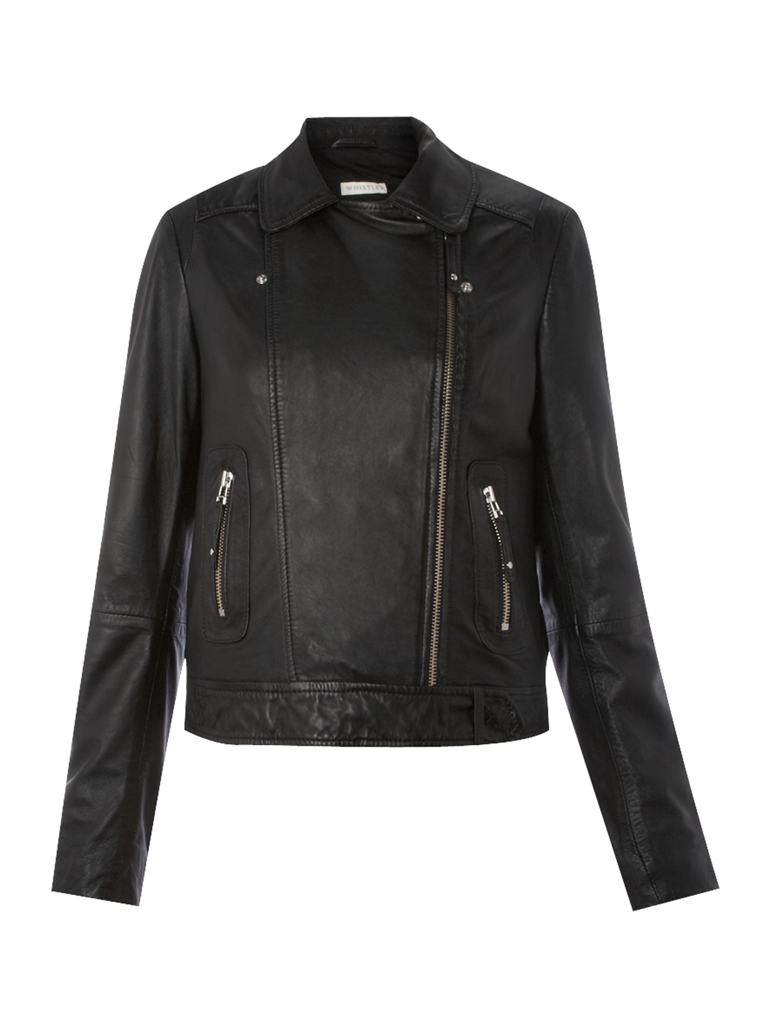 Whistles Dree Leather Biker Jacket in Black Lyst