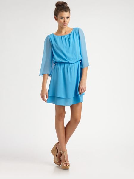 Alice + Olivia Petunia Silk Dress in Blue - Lyst