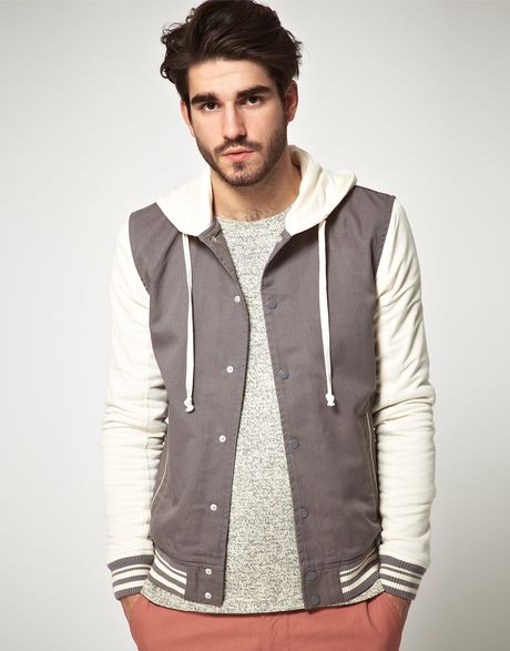 Asos Varsity Jacket in Gray for Men (grey) | Lyst