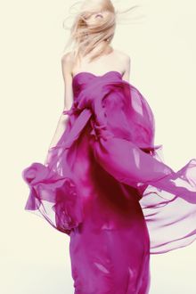 Badgley Mischka Strapless Chiffon-train Gown - Lyst