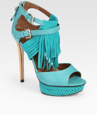  Nadeline Suede and Leather Fringe Platform Sandals 
