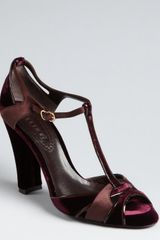 Celine Plum Velvet and Satin Tstrap Sandals