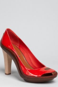 Celine Paprika Patent Leather Cutout Pumps - Lyst