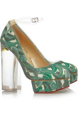 Charlotte Olympia Mabel Printed Canvas Platform Pumps