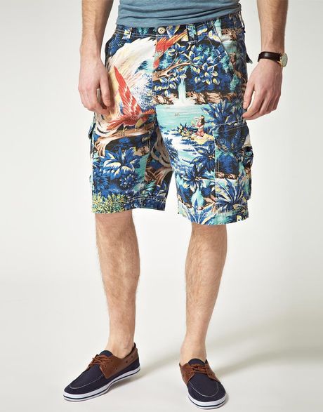 Ralph Lauren  Cargo Shorts with Floral Print in Blue for Men - Lyst