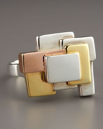Elizabeth And James Mixed Metal De Stijl Ring - Lyst