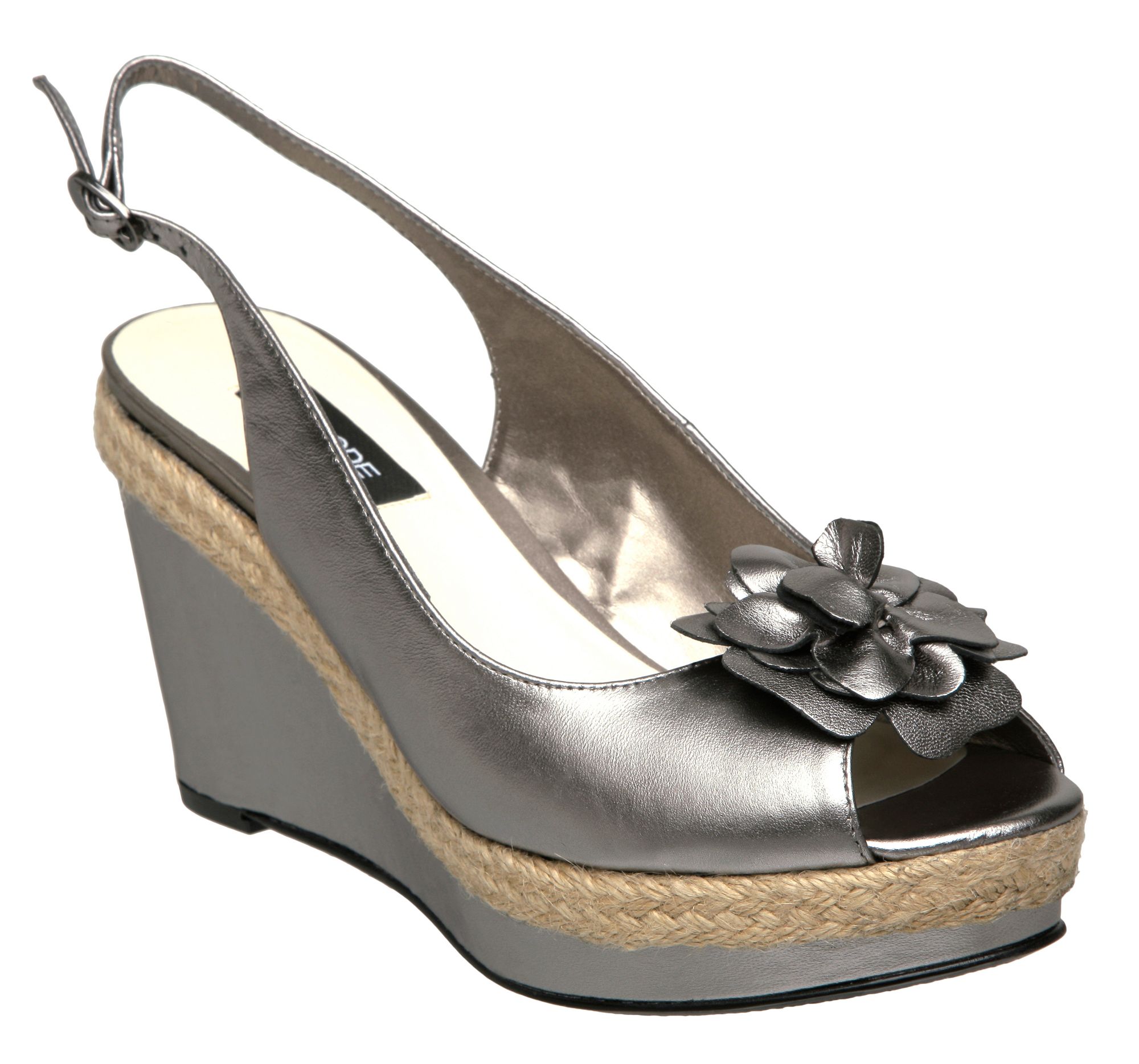 pewter wedge heels