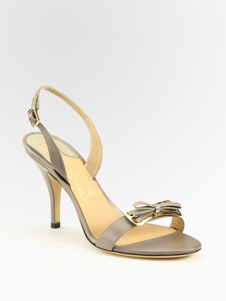 Gray  (elephant Slingback in Bow Leather Ferragamo  slingback Sandals  sandals metallic Metallic