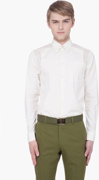 Givenchy Cream Perforated Panel Shirt in Beige for Men (cream) - Lyst