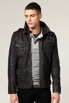 Superdry Superdry Brad Leather Jacket - Lyst