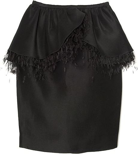 Jason Wu Feather Peplum Skirt in Black - Lyst