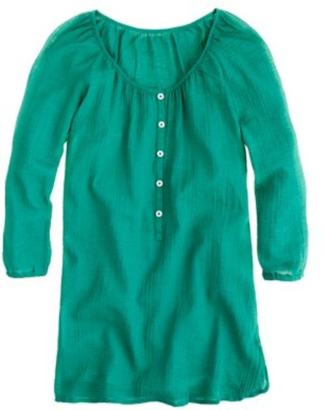 J.crew Whisper Gauze Beachcomber Tunic in Green (hammock green) - Lyst