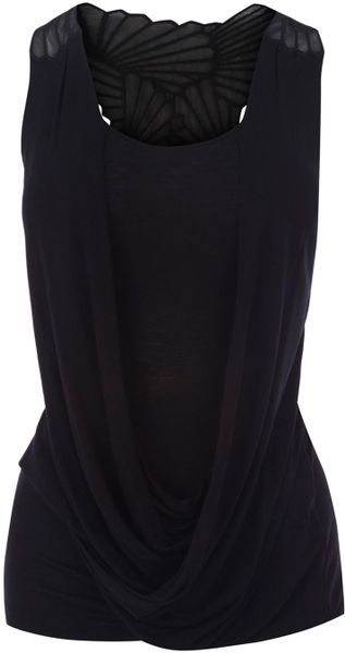 Karen Millen Draped Vest with Cutwork in Black - Lyst