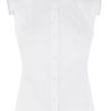 Karen Millen Sleeveless Cotton Shirt in White - Lyst