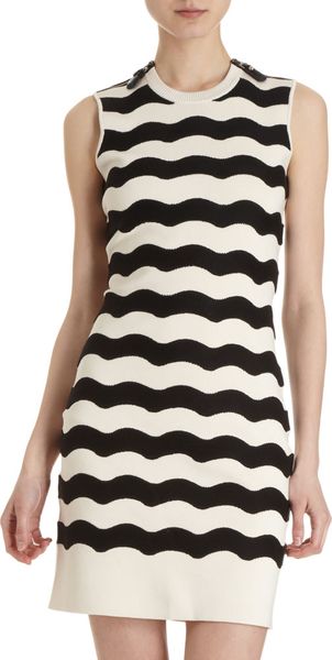  Wavy Stripe Knit Sweater Dress 