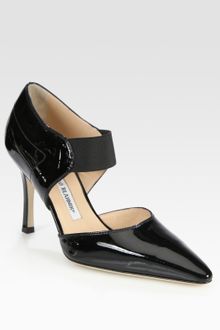 Manolo Blahnik Patent Leather Mary Jane Point Toe Pumps - Lyst