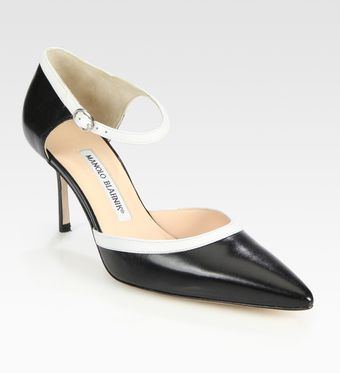  Twotone Leather Mary Jane Point Toe Pumps 