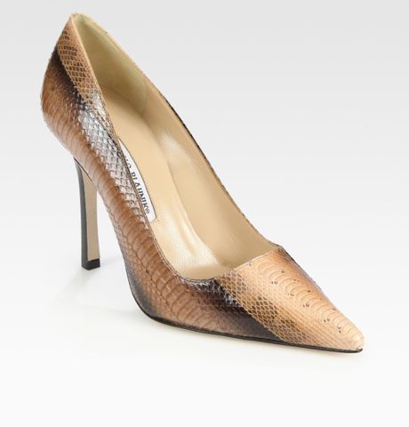 manolo blahnik snakeskin pumps