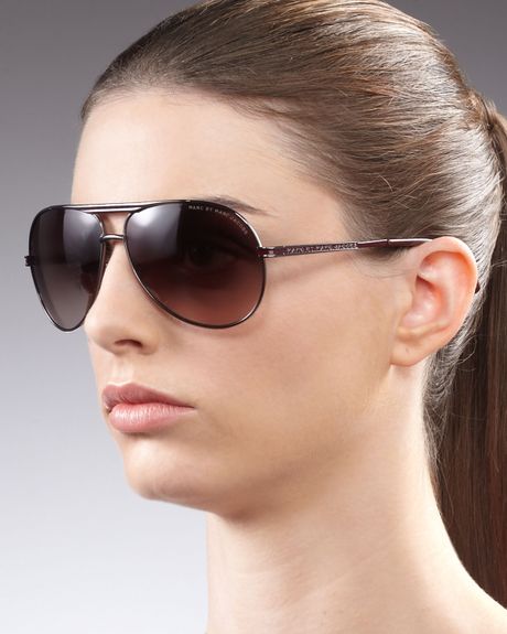 Marc By Marc Jacobs Aviator Sunglasses in Gold (gunmetal) - Lyst