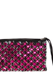 Marni Pink Jewel Embellished Suede Clutch - Lyst