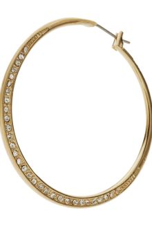 Michael Kors Shiny Pave Medium Hoop Earrings Golden - Lyst