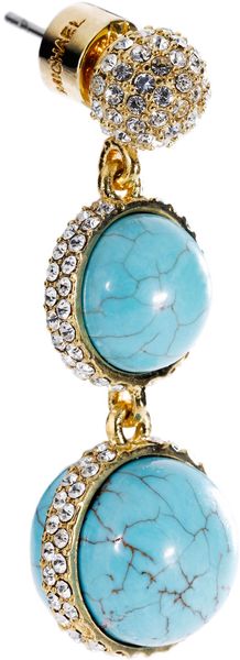 Michael Kors Turquoise Double Drop Earring with Pave Detail - Lyst