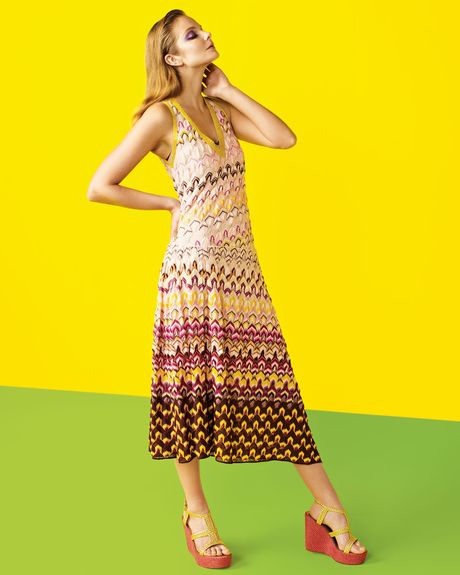 Missoni Carole Asymmetric Zigzag Dress in Yellow (yellow berry) - Lyst