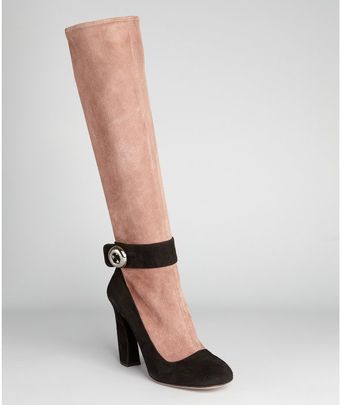  Ancient Pink and Black Suede Mary Jane Boots 