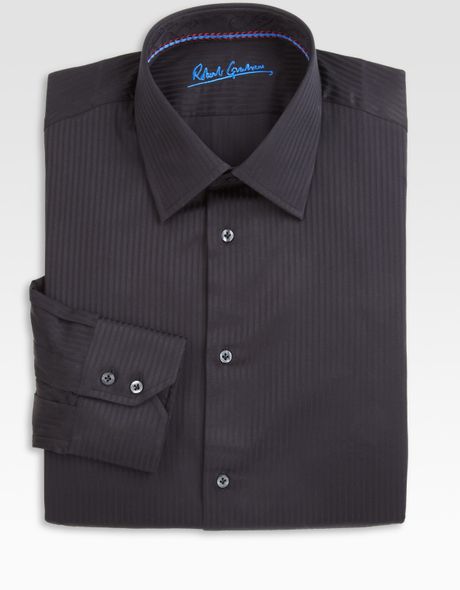 Robert Graham Striped Dress Shirt in Black for Men - Lyst