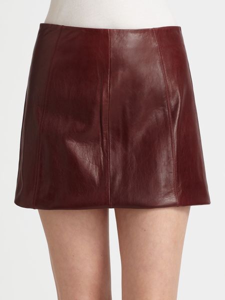 T By Alexander Wang Leather Mini Skirt in Brown (merlot) - Lyst