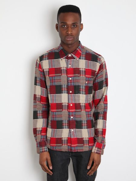 Ymc Ymc Mens Patchwork Shirt in Gray for Men (red) - Lyst