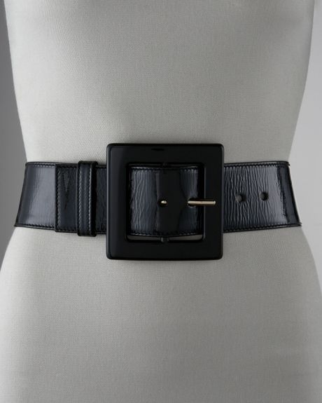 Yves Saint Laurent Patent Square Buckle Belt in Black (1000 nero) - Lyst