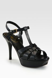 Yves Saint Laurent Leather Tstrap Slingback Sandals - Lyst