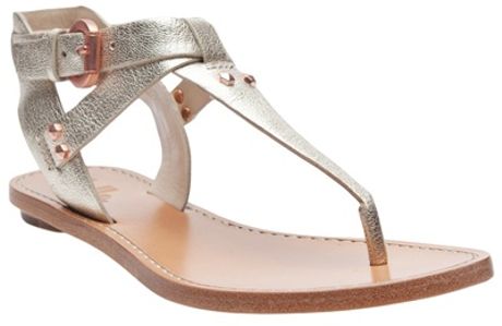 Belle By Sigerson Morrison Metallic Leather Sandal in Silver (rose) - Lyst