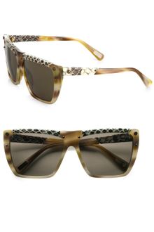 Lanvin Snakeprint Leather Accented Modified Square Sunglasses - Lyst