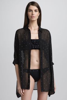 Michael by Michael Kors Cascading Ruffles Sheer Coverup - Lyst