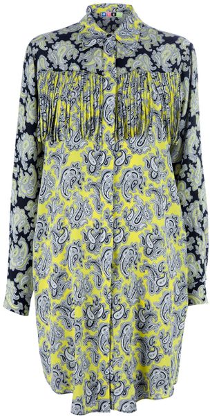 Msgm Paisley Shirt in Yellow - Lyst