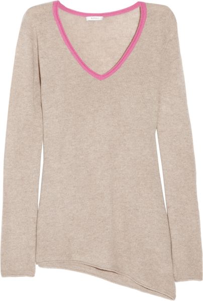 N.peal Cashmere Contrasttrimmed Cashmere Sweater in Gray (brown) - Lyst