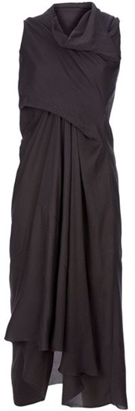 Rick Owens Draped Dress in Brown - Lyst