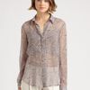 Theory Semisheer Printed Silk Blouse in Gray (burgundy) - Lyst