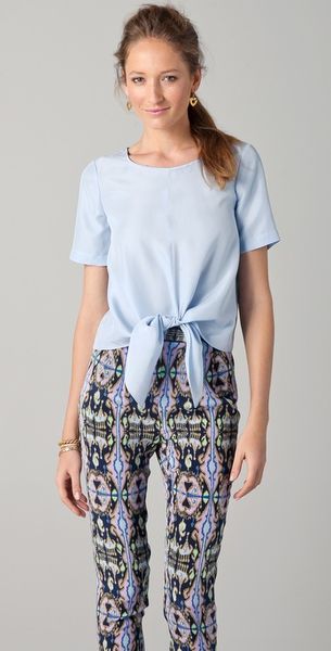 Tibi Tie Front Blouse - Lyst