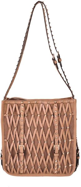Valentino Rockstud Shoulder Bag in Beige - Lyst