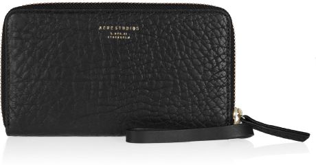 Acne Agate Texturedleather Wristlet Wallet in Black - Lyst