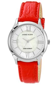 Anne Klein Red Crinkled Patent Leather Strap 36mm 10 - Lyst