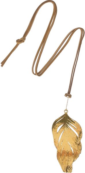 Aurelie Bidermann 18karat Golddipped Feather Necklace in Blue (gold) - Lyst