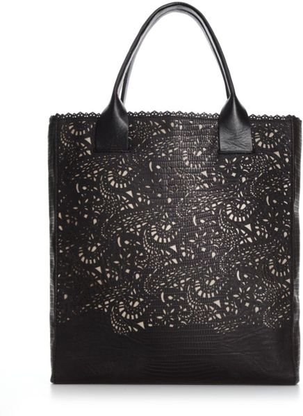 Bcbgmaxazria Laser Cut Tote in Black - Lyst