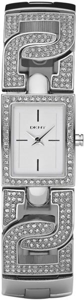 Dkny Womens Crystalaccented Stainless Steel Bracelet in Gray (steel) - Lyst
